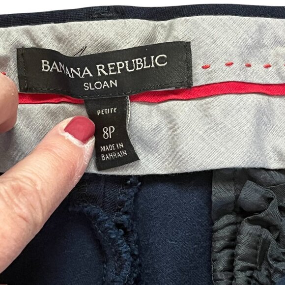 Banana Republic SLOAN cut Navy Twill Blue Ankle Slack EUC - Picture 3 of 4